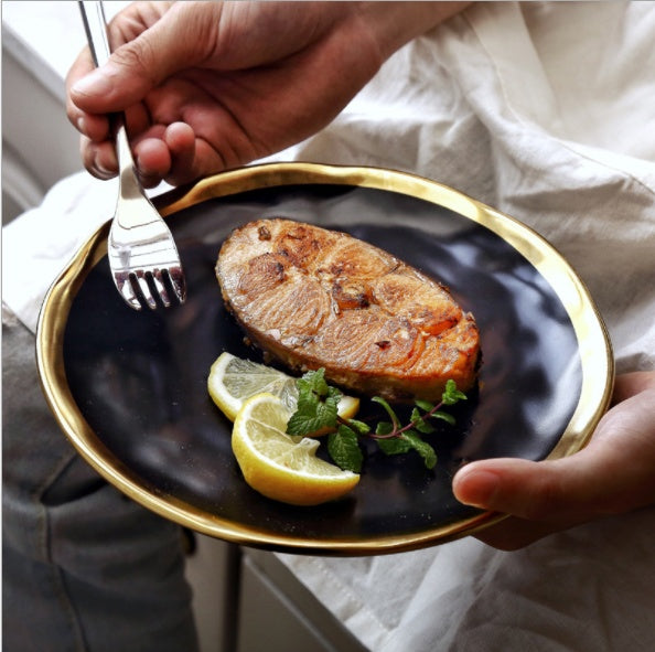 Black and Gold Ceramic Plate