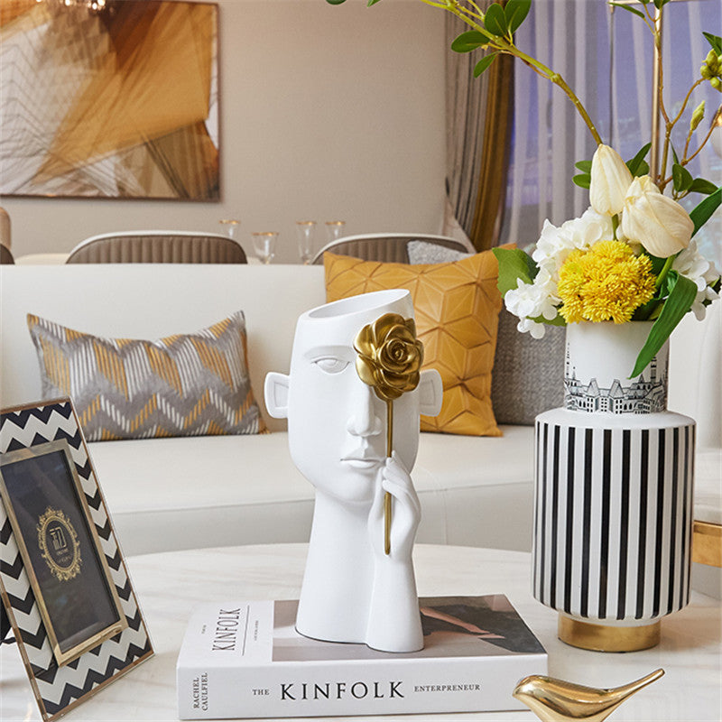 Decorazione vaso a forma di volto