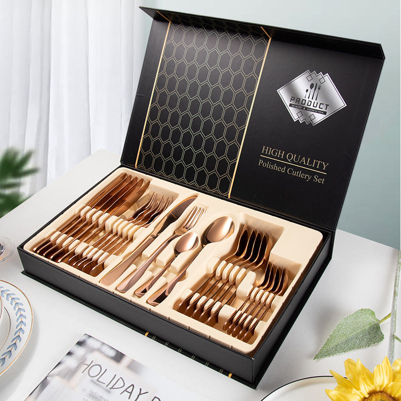 24-Piece 304 Stainless Steel Knife Set with Gift Box