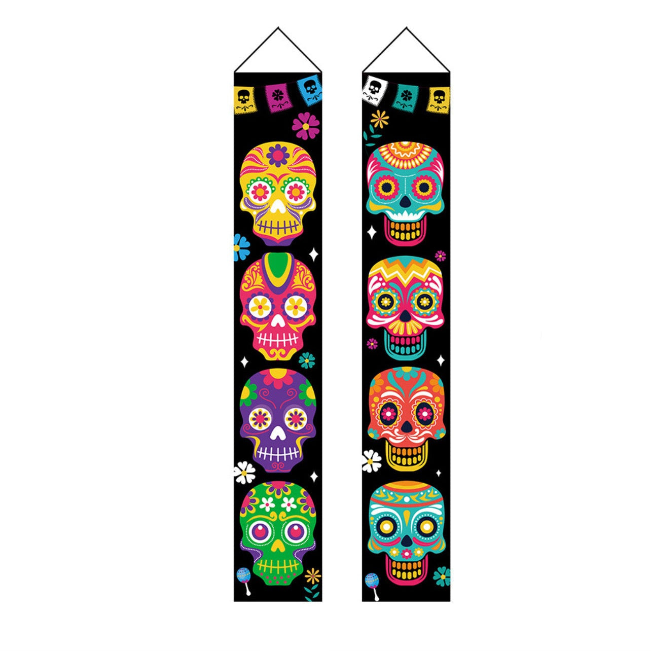 Decorazione di Halloween – Bandiera da veranda con teschio colorato Day of the Dead