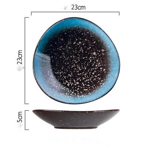 Piatto in porcellana blu