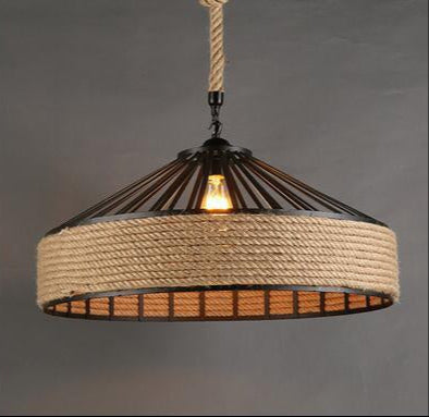 Lampadario in Corda di Canapa Nera