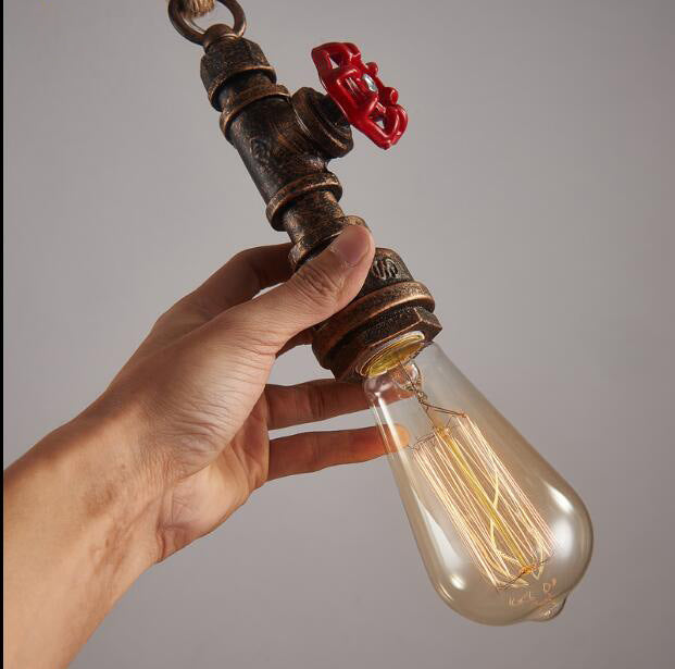 Lampade a Sospensione in Ferro Retro a Forma di Tubo dell'Acqua