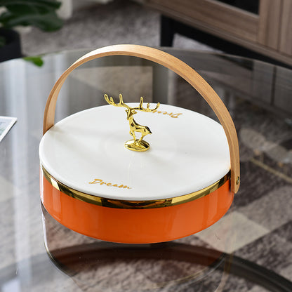 Set in ceramica con piatto, posacenere e scatola porta fazzoletti