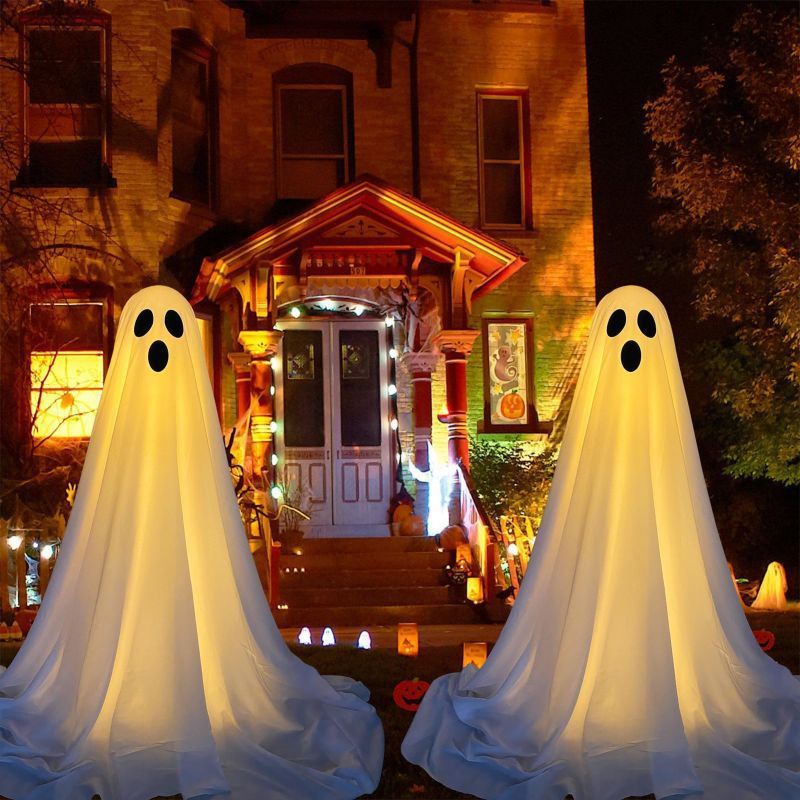 Decorazione Halloween Fantasma da Esterno con Catena Luminosa