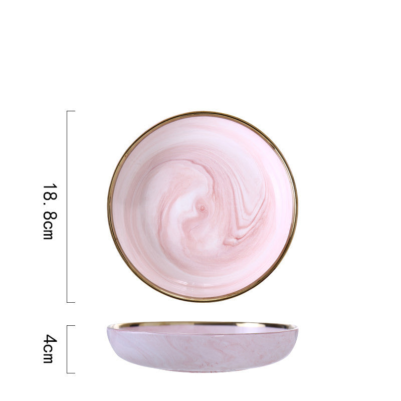 Pink marbled ceramic plate