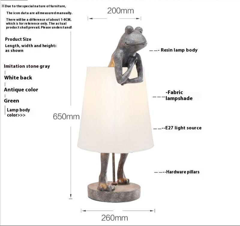 Lampada da Tavolo a Forma di Rana in Pietra