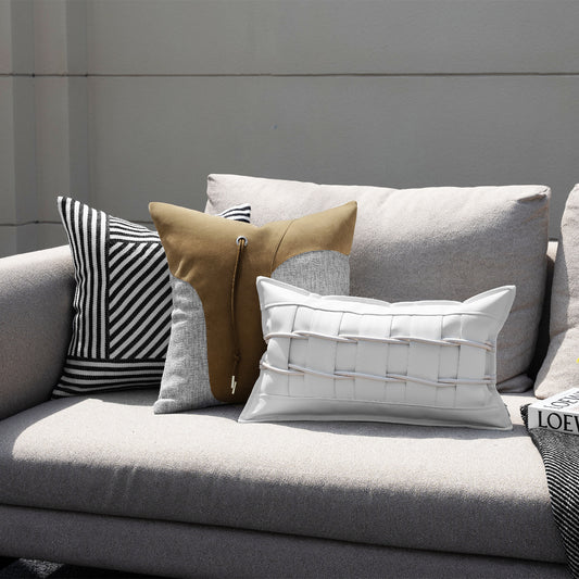 Cuscino bianco in pelle