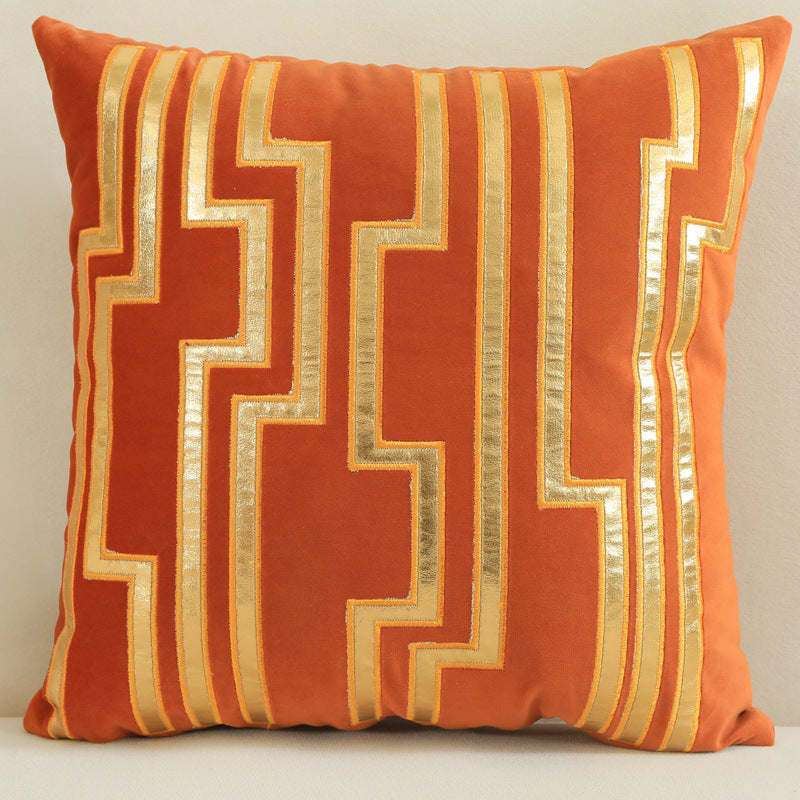 Taie d'oreiller en velours avec détails dorés