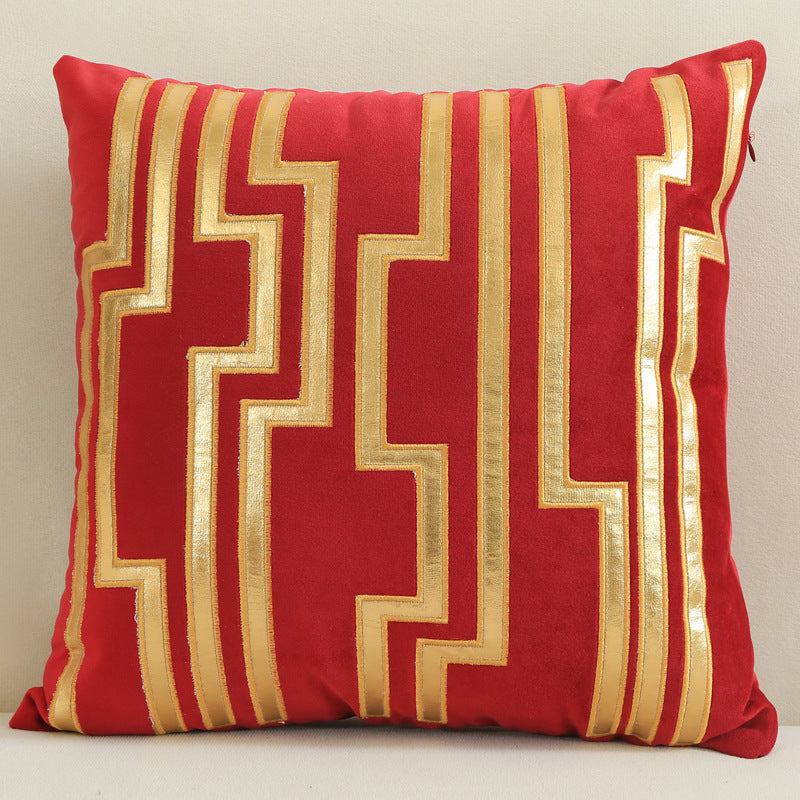 Taie d'oreiller en velours avec détails dorés