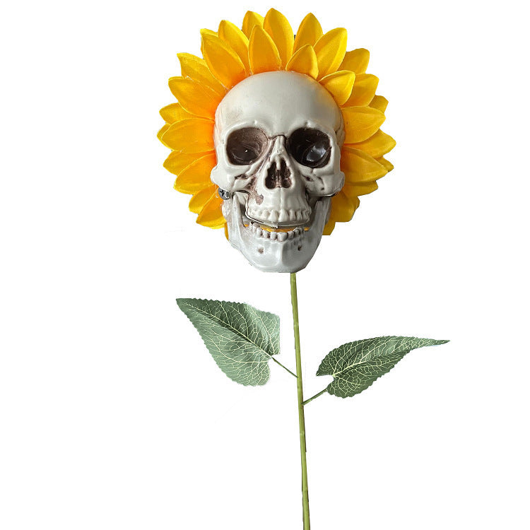 Fiore girasole con teschio di Halloween