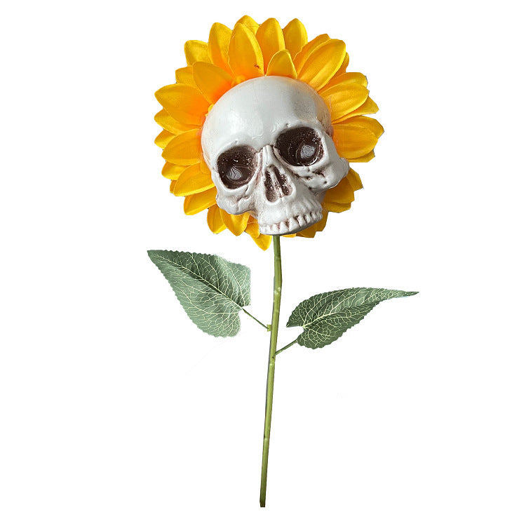 Fiore girasole con teschio di Halloween