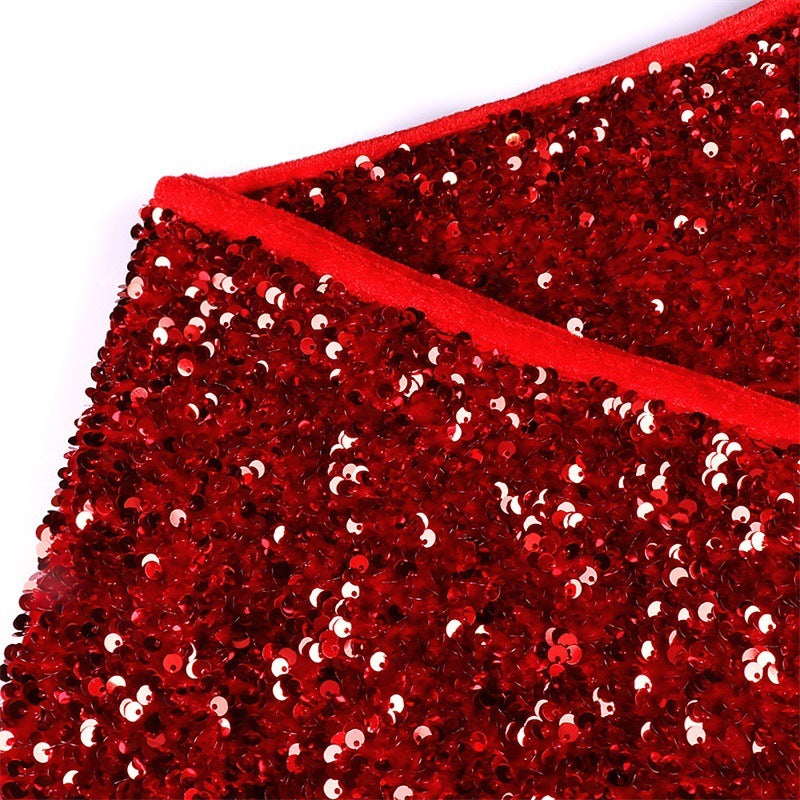 Gonna per Albero di Natale con Paillettes Rosse