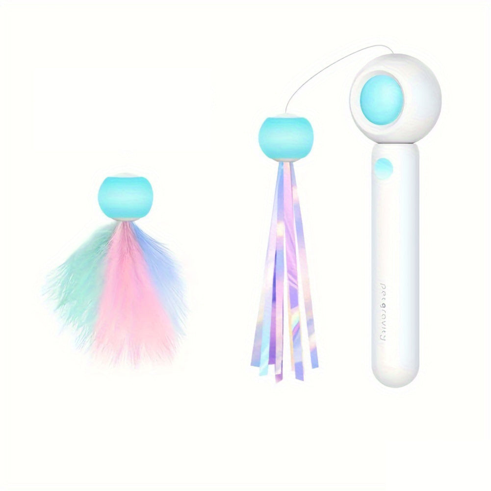 Bacchetta gioco retrattile con piume per gatti