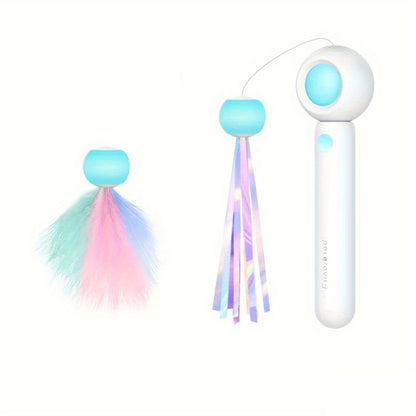 Bacchetta gioco retrattile con piume per gatti